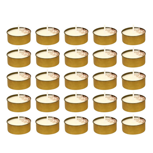 Sacred Flames Scented Tealight Candles – 25 Healing Soy Wax Candles with Crystals – Aromatherapy & Manifestation (Rose)