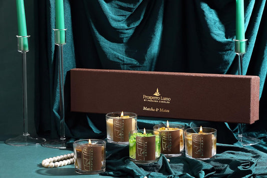 Matcha & Mates Candle Set | 5 Coffeehouse-Inspired Jar Candles (100g Each) | Paraffin & Gel Wax | 10 Hr Burn Each