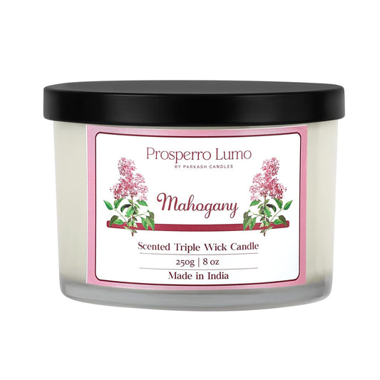 3 Wick Soy Wax Scented Candle | 35 Hours Burn Time | Long Lasting Premium Candles | Ideal for Home Décor, Gifting & Aromatherapy (Mahogany)