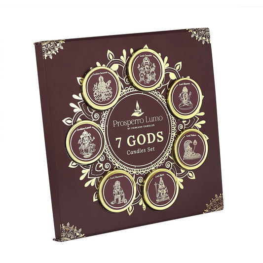 Luxury 7 God Premium Fragrances Candle Set || Dual Wick || PANCHAMRIT || KUMKUMADI || MOGRA || BAKHOOR || VIBHUTI || Kesar Chandan || Clove & Cedar