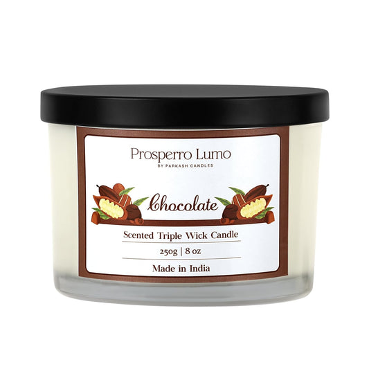 3 Wick Soy Wax Scented Candle | 35 Hours Burn Time | Long Lasting Premium Candles | Ideal for Home Décor, Gifting & Aromatherapy (Chocolate)