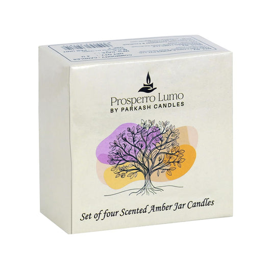 Amber Jar Scented Candle Gift Set | Pack of 4 (100g Each) | Soy Wax | Long Burning 8–10 Hours | Premium Home & Festive Décor Candles