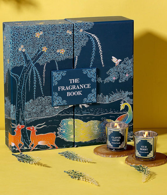 Premium Soy Wax Scented Votive Glasses Gift Set of 16 | FRGARANCE Book| Luxurious Gift Box