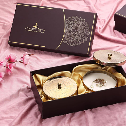 Premium Soy Wax Urli Bowl Candle Dual Wick | Set of 2 | Flora by Gucci Scented | Luxury Décor & Wellness Candle with Lid