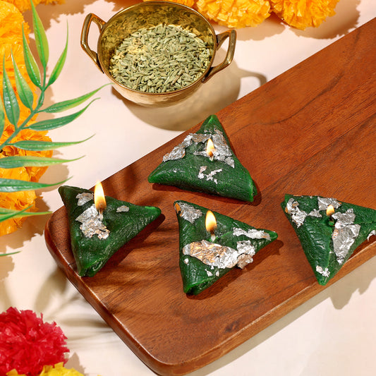 Premium Pan Shaped Candle || Hand Poured || Green Pan Candles || Decorative Candle 100% Paraffin Wax || Set of 6