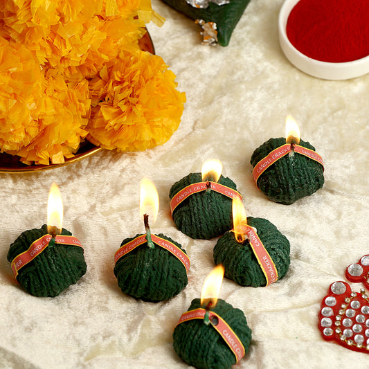 Premium Sutli Cracker Shaped Candle || Hand Poured || Green Sutli Cracker Candles || Decorative Candle 100% Paraffin Wax || Set of 6