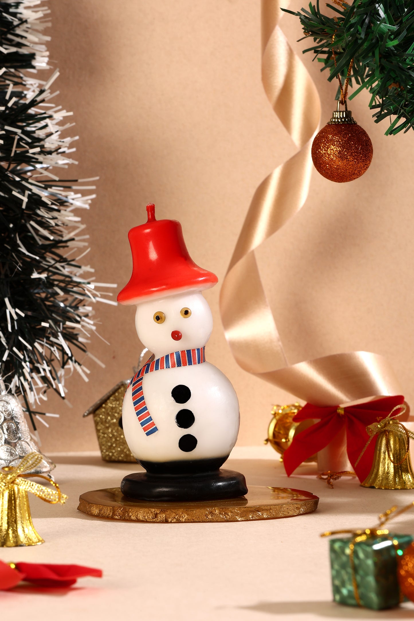 Snowman with Red Top Hat & Striped Scarf Scented Decorative Candle