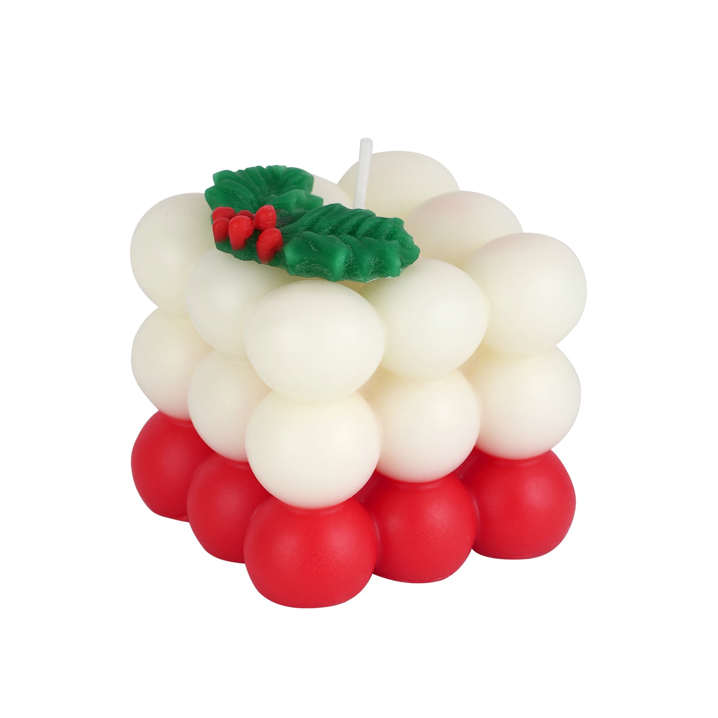 Christmas Bubble Cube Candle (Red & White) || Red “Merry Christmas” Gingerbread Candle