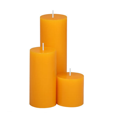 Unscented Pillar Candles Set of 3 || 2x2, 2x4, 2x6 Inches Orange