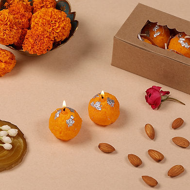 Ladoo Candle Hand Poured Motichur laddu Candles Set of 6