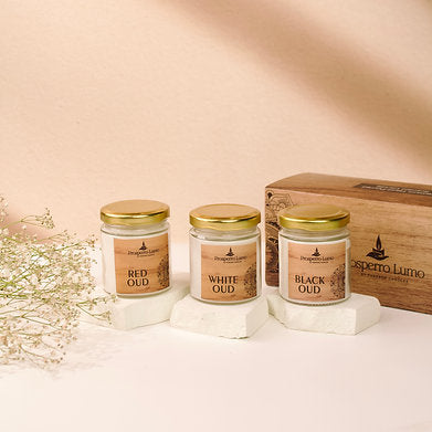 Parkash Candles Golden Scented Candles Gifts Set, 3 Pcs || Paraffin Wax