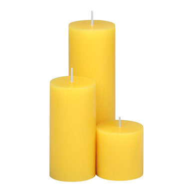 Unscented Pillar Candles Set of 3 || 2x2, 2x4, 2x6 Inches Yellow