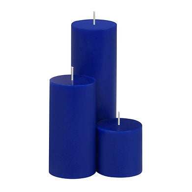 Unscented Pillar Candles Set of 3 || 2x2, 2x4, 2x6 Inches Dark Blue