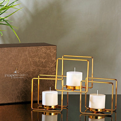 Premium Sandalwood Pillar Candles with Beautiful Brass Stand