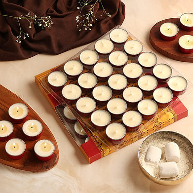 Premium Soy Wax Scented Tea Light Set of 25 (VIBHUTI)
