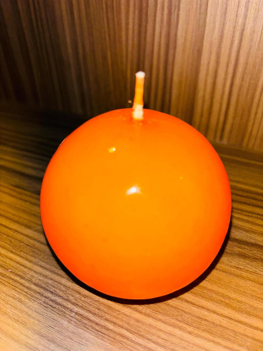 Round-Shaped Sphere Ball Candles (3x3 Inch) || Home Decoration Handmade Candles Desk Sculpture Decoration for House || Bedroom || Living Room (Orange)