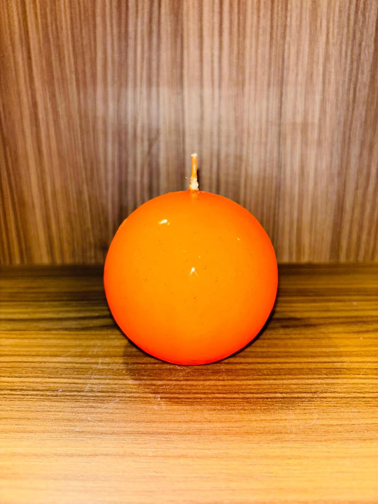 Round-Shaped Sphere Ball Candles (3x3 Inch) || Home Decoration Handmade Candles Desk Sculpture Decoration for House || Bedroom || Living Room (Orange)