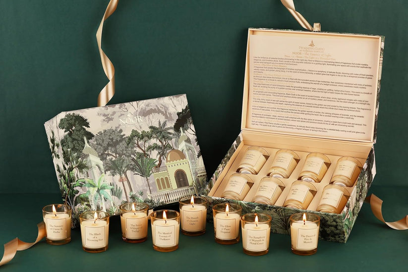 Noor Luxury Scented Candle Gift Set – Soy Wax Jar Candles with Floral ...