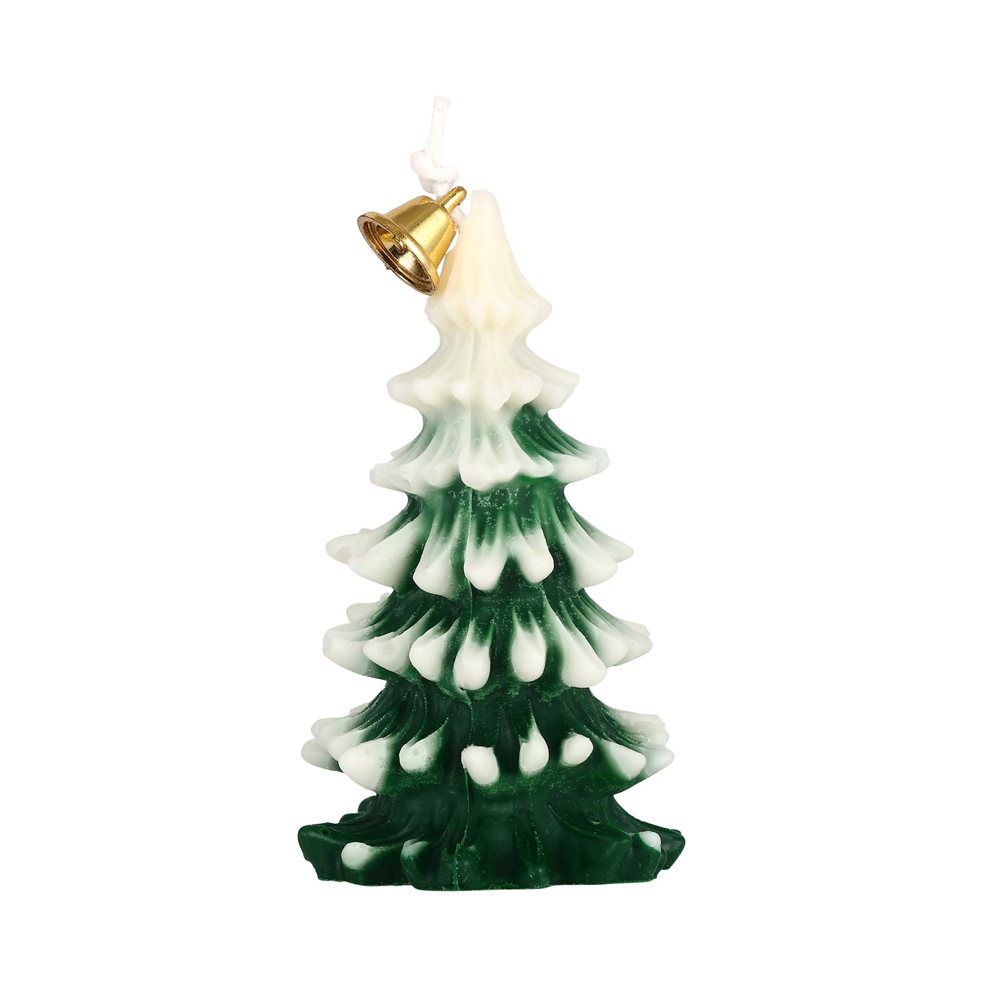 Christmas-tree–shaped || Snowy Pine Glow Candle || Snowy Evergreen Delight