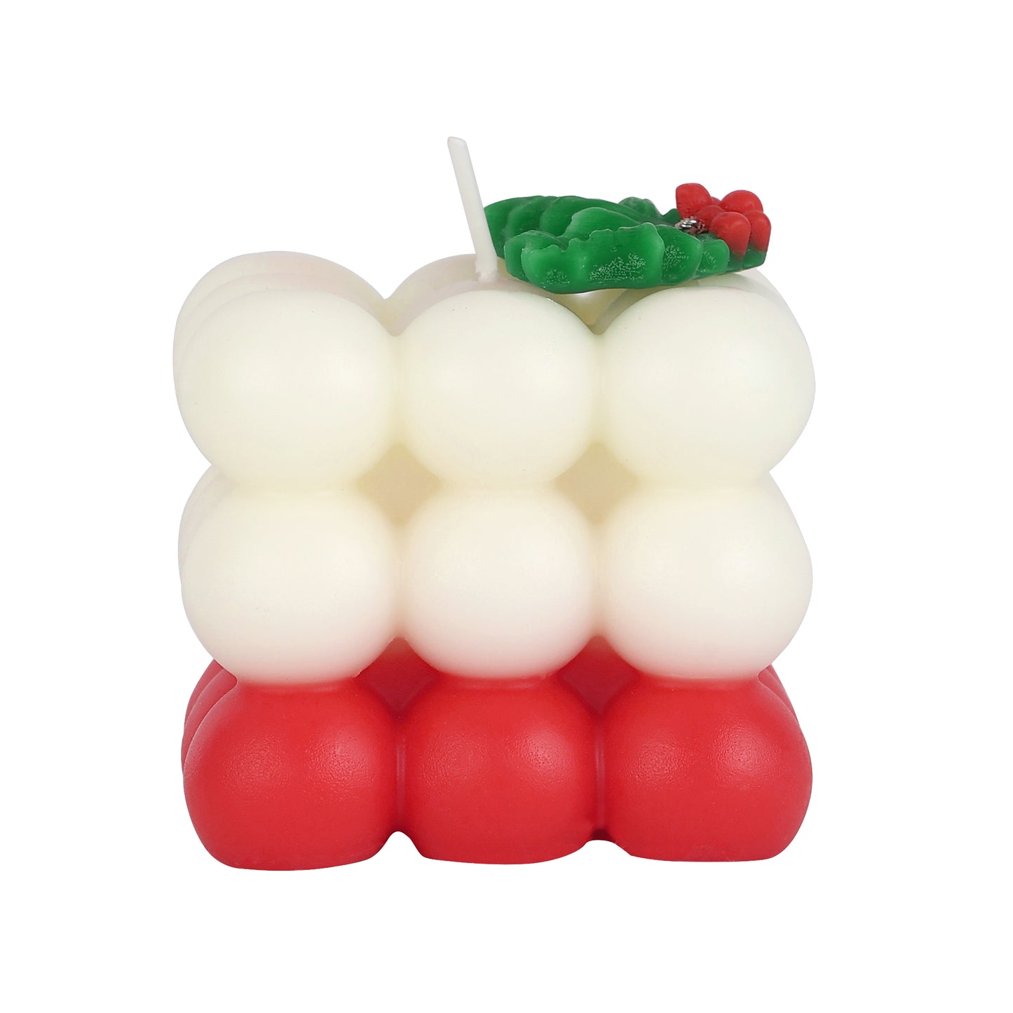 Christmas Bubble Cube Candle (Red & White) || Red “Merry Christmas” Gingerbread Candle