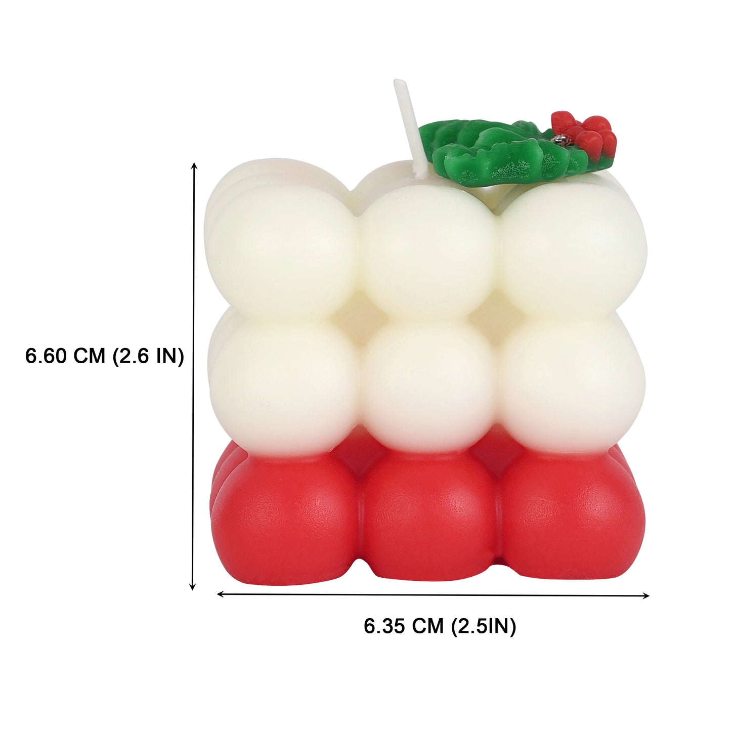 Christmas Bubble Cube Candle (Red & White) || Red “Merry Christmas” Gingerbread Candle