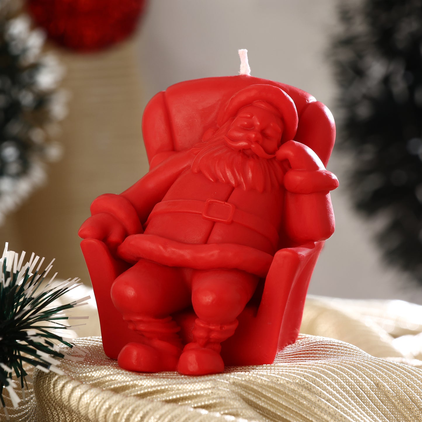 Santa Napping Candle || Sleeping Santa in Armchair || Santa Claus Sofa Candle
