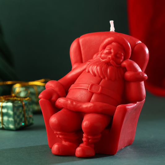 Santa Napping Candle || Sleeping Santa in Armchair || Santa Claus Sofa Candle