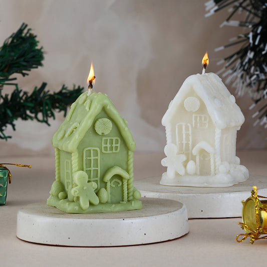 Christmas Mini Gingerbread Cottage House Candle || Scented Decorative Candle